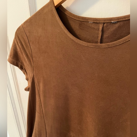 Faux Suede Tee Shirt Dress - Picture 2 of 3